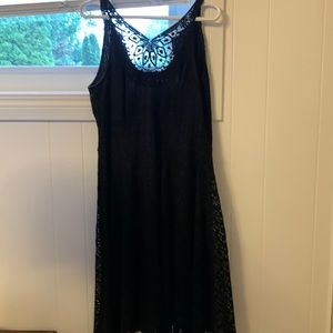 Lace- lined little black dress